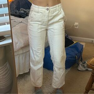 médium rise anthropologie tan cargo jeans